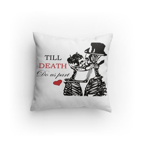 Pillow - Till Death skeletons kissing