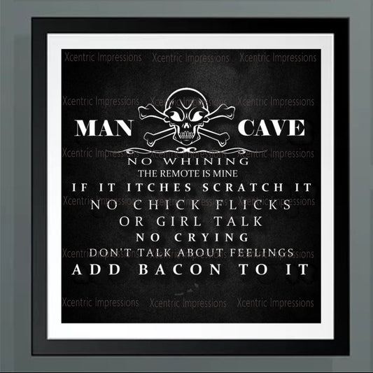 Man Cave digital print, skull digital print, man cave silhouette, man cave, skull, man cave