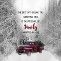 Antique Red Truck with Christmas Trees in a Winter Scene - PNG file, Instant download