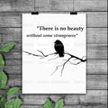 There is no beauty without some strangeness, Edgar Allen Poe silhouette, stencil, svg, png instant download, crow stencil, vinyl stencil