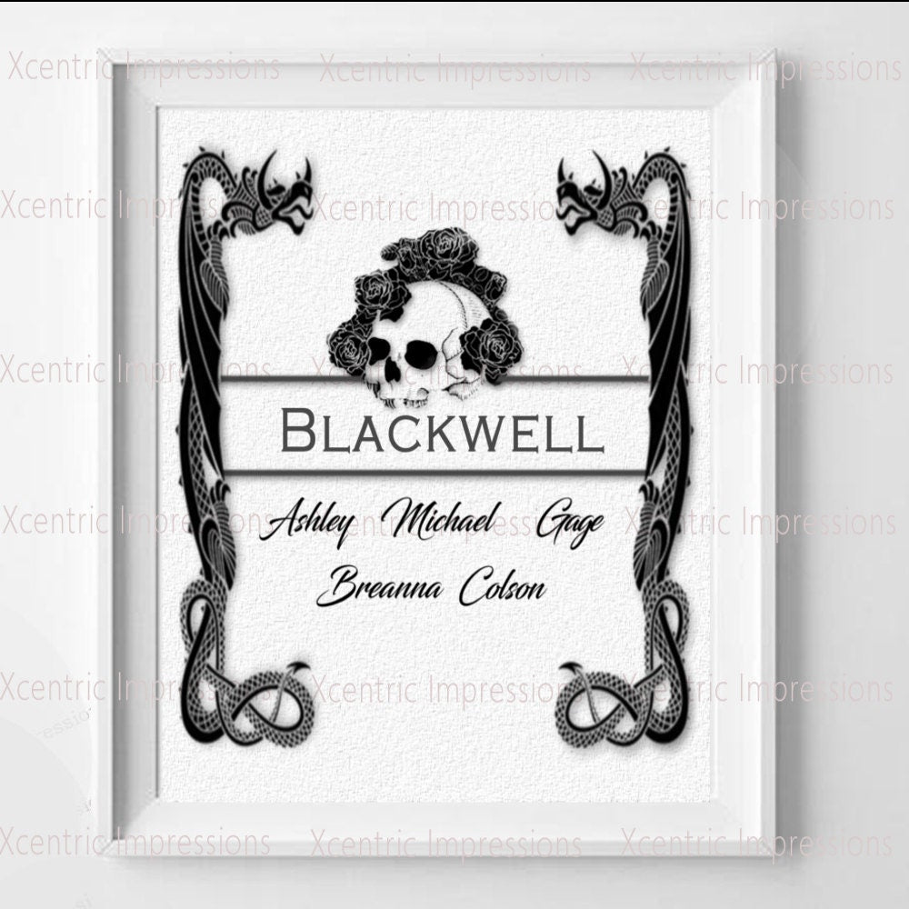 Personalized family print, family, family print, skull print, skull, dragon, skulls, dragons, digital print, skull print, dragon print