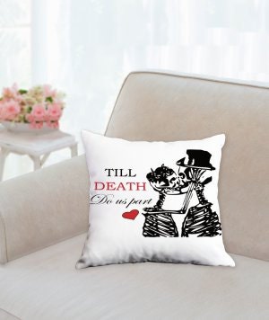 Pillow - Till Death skeletons kissing