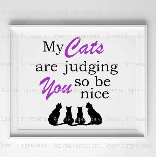 Cat digital print, cat print, digital print,  cat art digital print, silhouette, my cats are judging you so be nice digital print, cats, cat