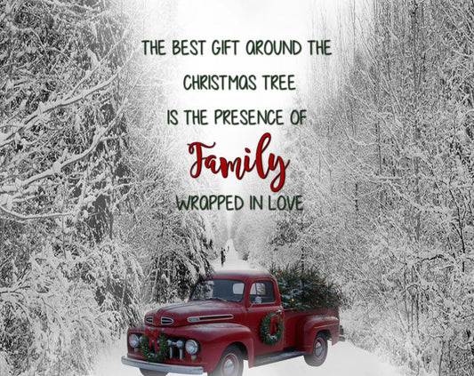 Antique Red Truck with Christmas Trees